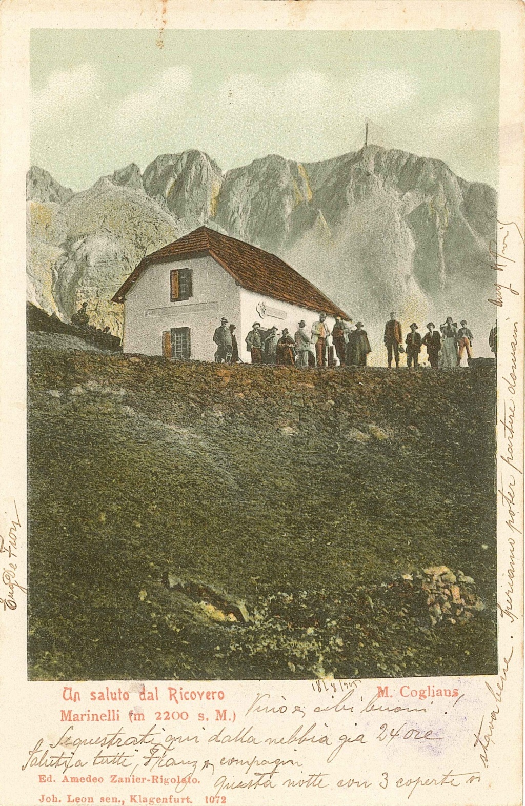 Ricovero Marinelli in una cartolina di Amedeo Zanier Ricovero Marinelli in una cartolina di Amedeo Zanier